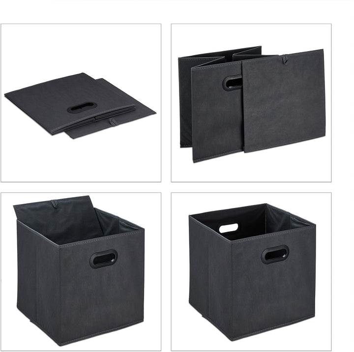 Relaxdays Aufbewahrungsbox, 4er Set, Faltbare Regalboxen, Grifflöcher, HBT 32 x 33 x 33 cm, Faltboxe
