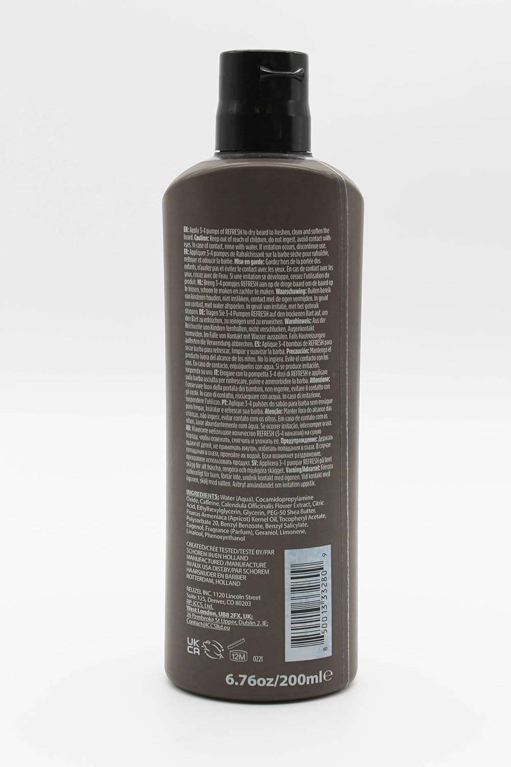 Reuzel Refresh No Rinse Beard Wash, Instantly Freshens Beard, 200 ml