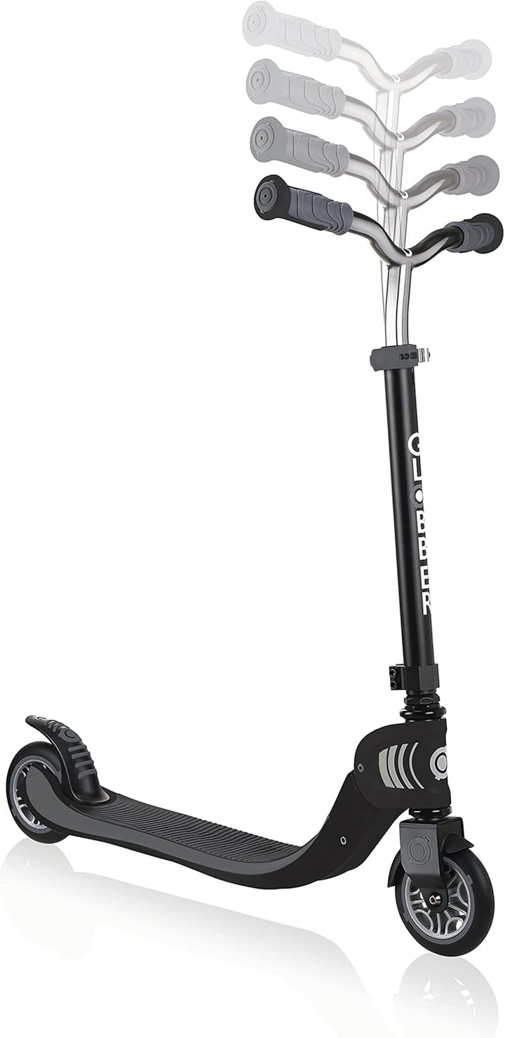 GLOBBER Flow Foldable 125 – Tretroller, 125 mm, ABEC 5, höhenverstellbar, Klappmechanismus schwarz-g
