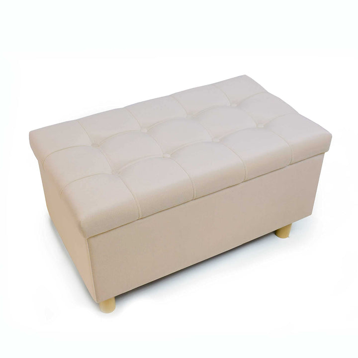 Comfort-Pur Leon Sitzbank Sitzpuff Pouf Sitztruhe mit Stauraum Aufbewahrungsbox (Ecru), Ecru