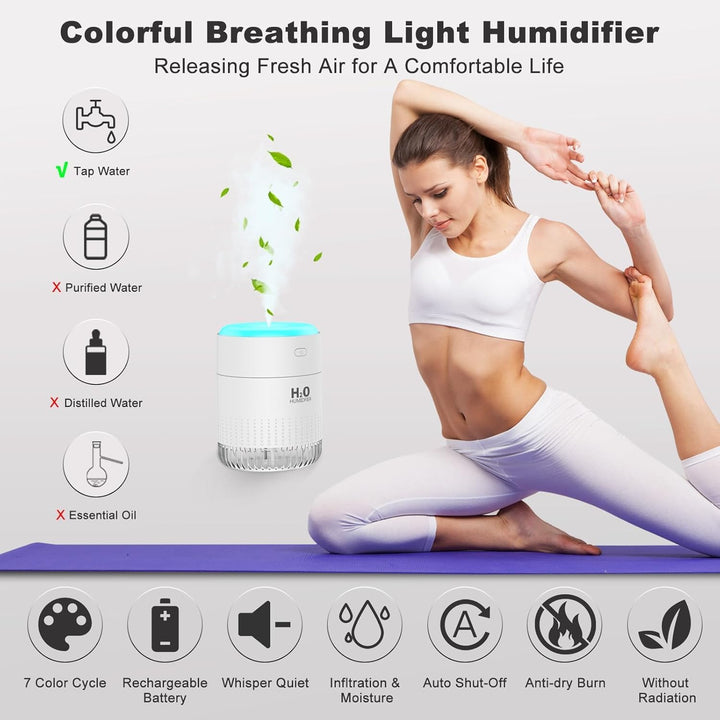 Small Humidifiers,Portable Desk Humidifiers,Luftbefeuchter,Desktop Leiser Mini Luftbefeuchter mit 7