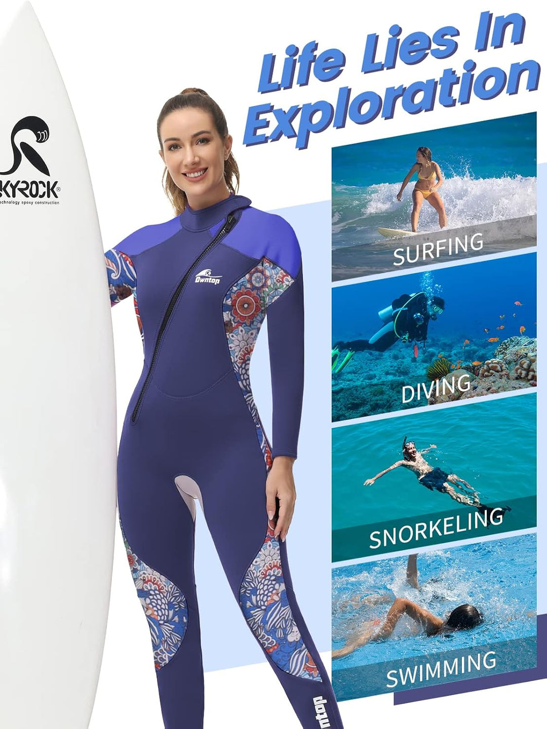 PROTAURI Neoprenanzug Damen 3MM Lang Neopren Reissverschluss Tauchanzug Warm Thermo Halten Ultra Str