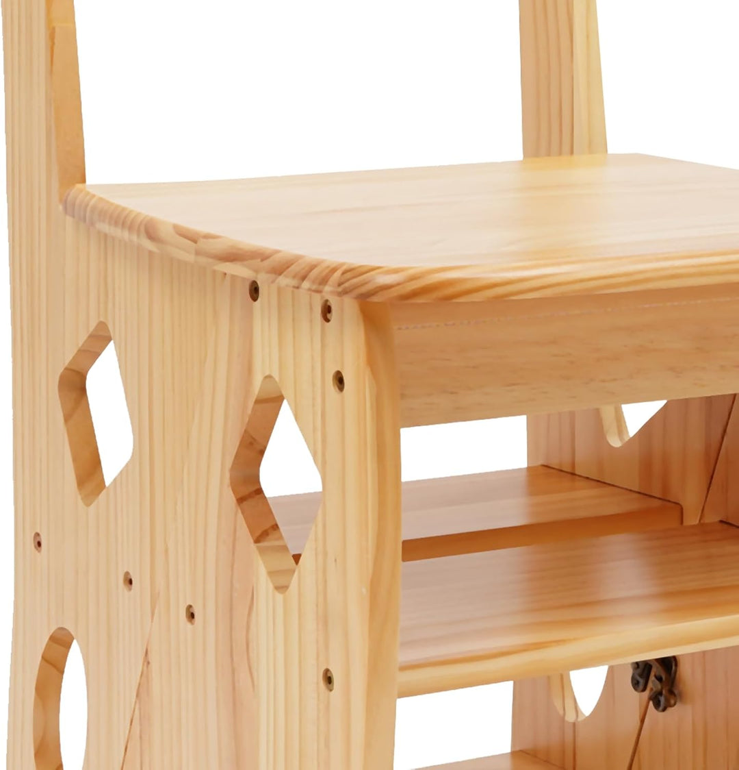 Leiterstuhl, 34x44,5x87 cm Klappbarer Bibliotheksleiter, Klappbarer Bibliotheksstuhl, Klappbarer 4-s