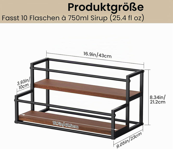 THYGIFTREE Kaffeesirup-Organizer, 2-stöckig, 10 Sirupflaschen, Ständer für Kaffeebar, Aufbewahrungsr