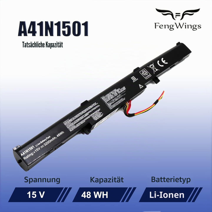 FengWings® A41N1501 L41LK2H L41LK9H, 15V 48Wh Akku für Ersatzen für ASUS N752 N752V N752VW N752VX N5