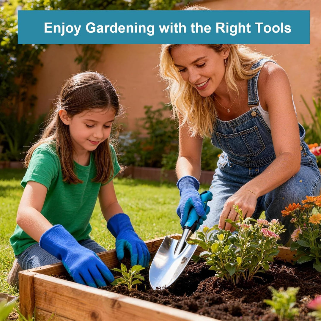 Gartenwerkzeug Set 7-teilig – Robustes Gartengeräte Set aus poliertem Aluminium mit Ergonomischem Gr
