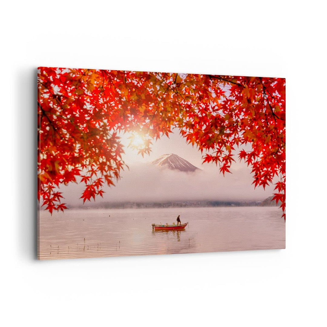 ARTTOR Bilder auf Leinwand 100x70cm Leinwandbild mit Rahmen Vulkan See Gross Wanddeko Bild Schlafzim