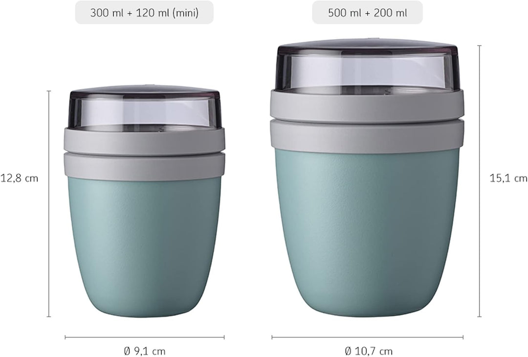 Mepal Müslibecher to go, Klein, praktischer Joghurtbecher to go - Unterteilung für Joghurt & Müsli -