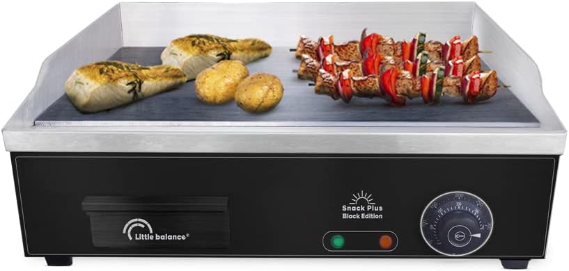 LITTLE BALANCE 8668 Snack Plus Black Edition, Elektrische Grillplatte für 6-8 Personen, Kochplatte a