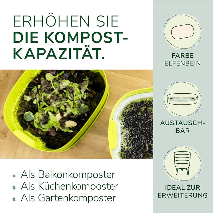 Natursache Ersatzetage für Design-Komposter/Wurmkomposter – Elfenbein I Ideal als Wurmfach für Küche
