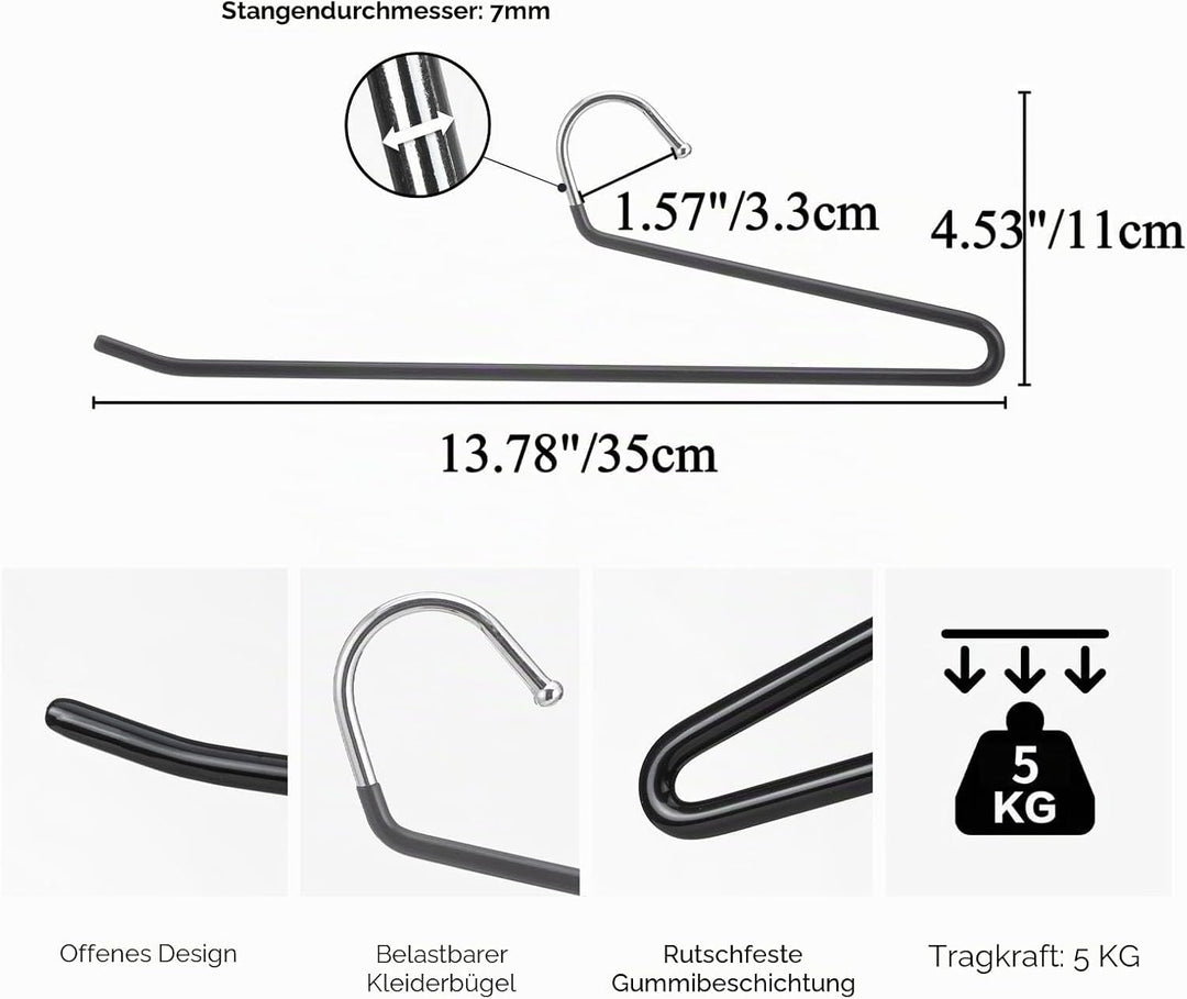 SHIMOYAMA Hosenbügel, Metall, rutschfest, Einzelstange, offenes Ende, Kleiderbügel für Jeans, Hosen,