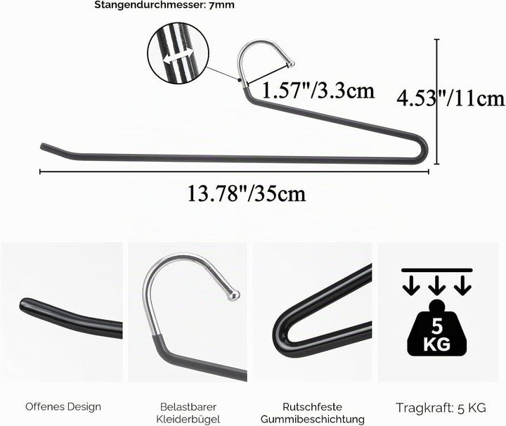 SHIMOYAMA Hosenbügel, Metall, rutschfest, Einzelstange, offenes Ende, Kleiderbügel für Jeans, Hosen,