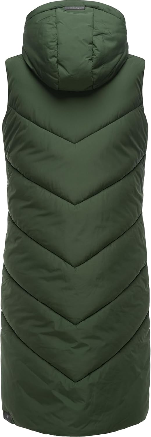 Ragwear Damen warme wasserdichte Winter Steppweste mit Kapuze Suminka Vest XS-6XL S Dark Olive, S Da