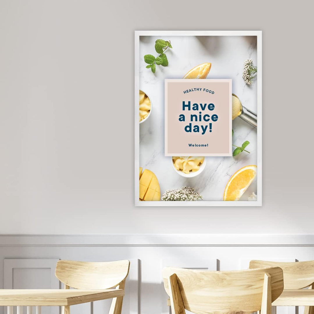 Europel leichte Klapprahmen DIN A2 mattweiss pulverbeschichtet, Easy-Click System, Profil 25x11 mm,