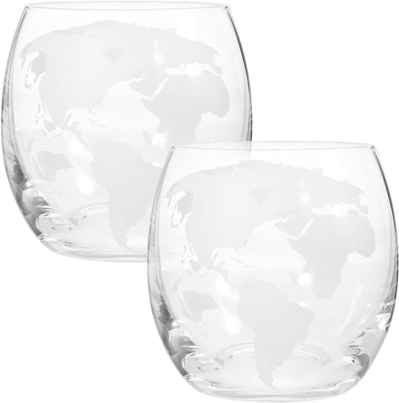 DOITOOL 2 Stück Whiskygläser Neuheit Getränkegläser Rum Felsen Glas Klarglas Cocktailbecher Weltkart