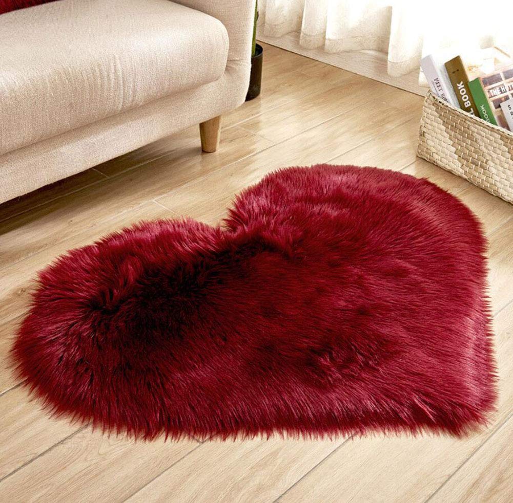 Faux Lammfell Teppich Kunstfell Matte Sofa-Deco 29 (Burgundy, 70 * 90) 70*90CM Burgundy, 70*90CM Bur