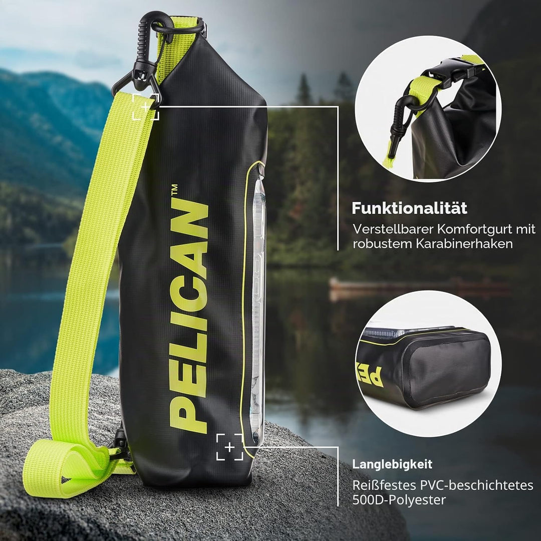 Pelican Marine Wasserdichter Roll-Top Dry Bag Dry Bag - Black/Hi-vis Yellow, Dry Bag - Black/Hi-vis
