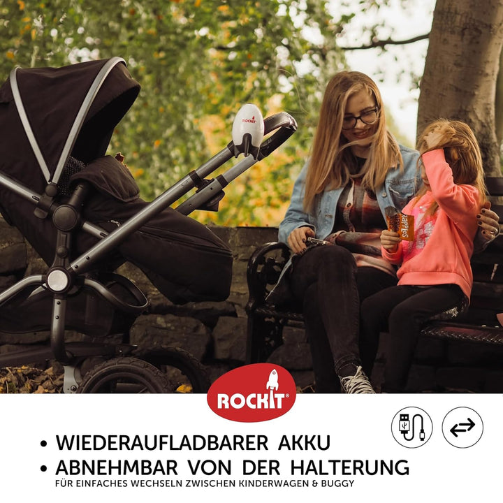 ROCKIT Kinderwagenschaukler SET -Das Original- Einschlafhilfe Baby wiederaufladbar (USB), stufenlos