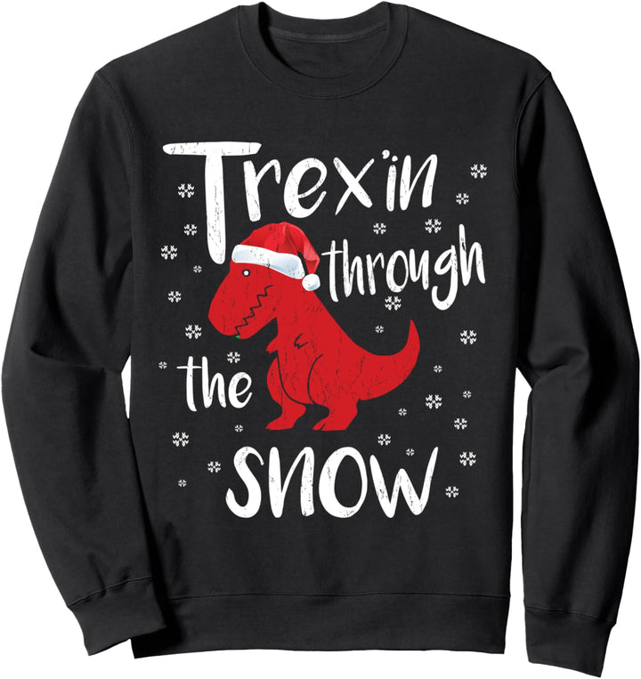 T-Rex Through The Snow - Christmas Dinosaur Xmas Sweatshirt