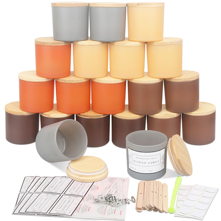 MILIVIXAY 20 Stück 118 ml Herbstkerzengläser mit Deckel und Kerzenherstellungs-Kits – Grosspackung k
