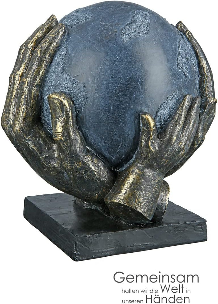 Casablanca modernes Design GILDE Deko Skulptur Figur Save The World - Weltkugel in Händen - Höhe 19
