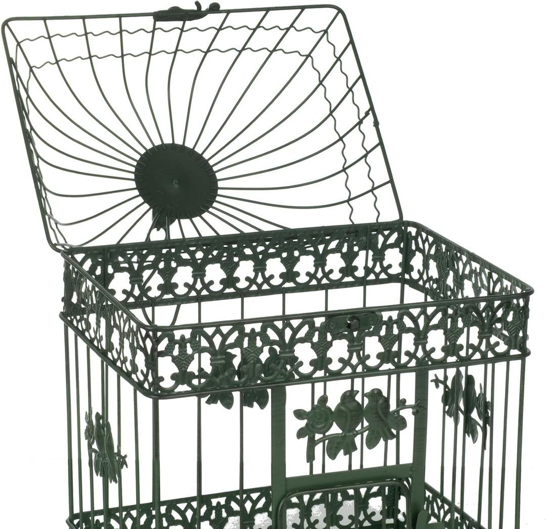 Moritz 2er Set Dekokäfige Metall altgrün Vintage Vogelkäfig Hängedeko Shabby Chic Garten Deko Käfige