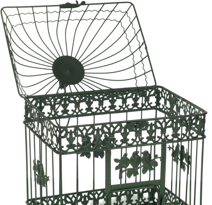 Moritz 2er Set Dekokäfige Metall altgrün Vintage Vogelkäfig Hängedeko Shabby Chic Garten Deko Käfige