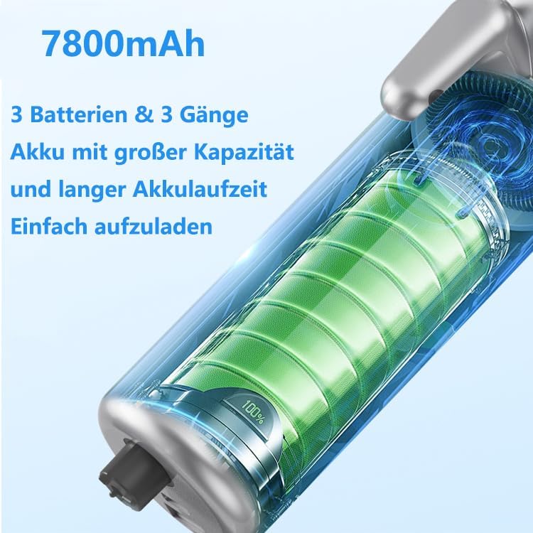ZUSKYZU Handstaubsauger 22000Pa 6in1 Handstaubsauger Akku Kabellos Wiederaufladbar 7800mAH,mit Typ-C