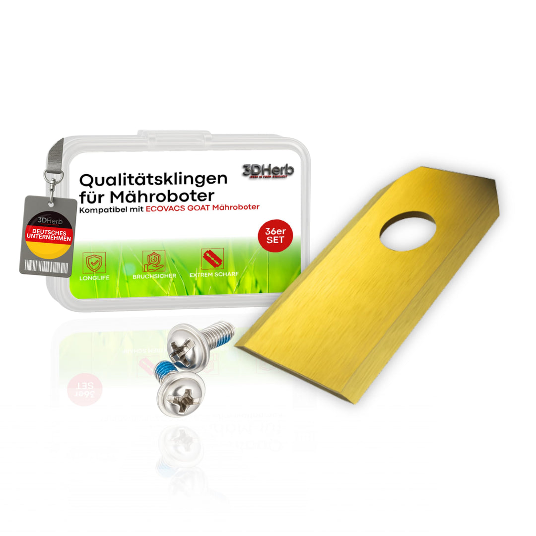 36 x Premium Titan Ersatzmesser + Schrauben mit Sicherung, Ersatzklingen kompatibel mit ECOVACS Goat