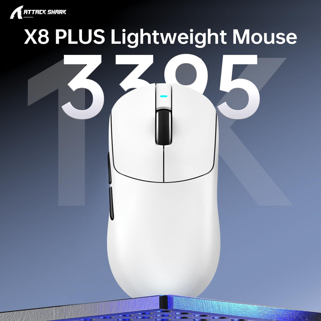 ATTACK SHARK X8PLUS Mouse for Large Hand, 55g Superlight, PixArt PAW3395PRO Gaming Sensor, BT/2.4G W