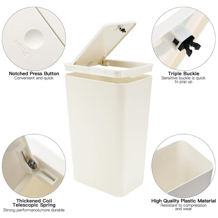 JOTOM 3er Set Mini Mülleimer Badezimmer mit Pop-Up Deckel, 10L moderner Abfalleimer Papierkorb Trash