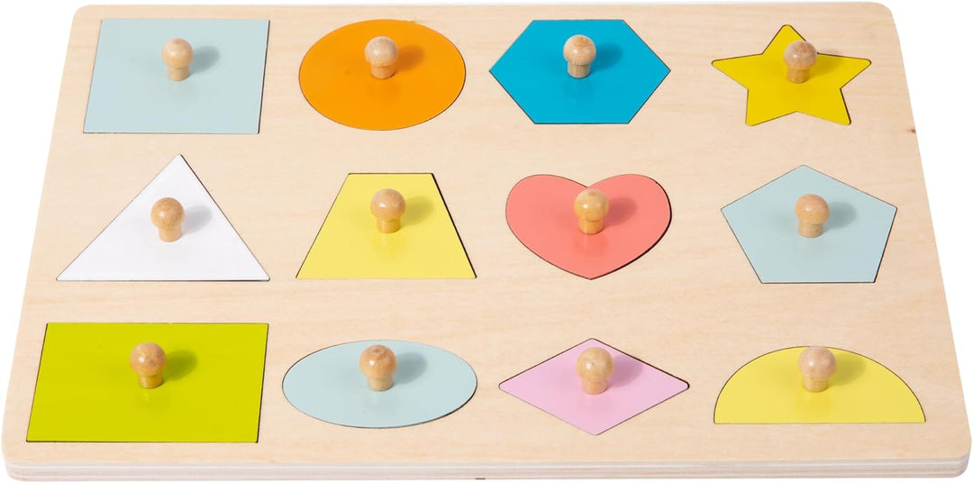 Adena Montessori Holzpuzzle für Babys 12–24 Monate,Formsortierer für Kleinkinder ab 1–3 Jahre – Farb