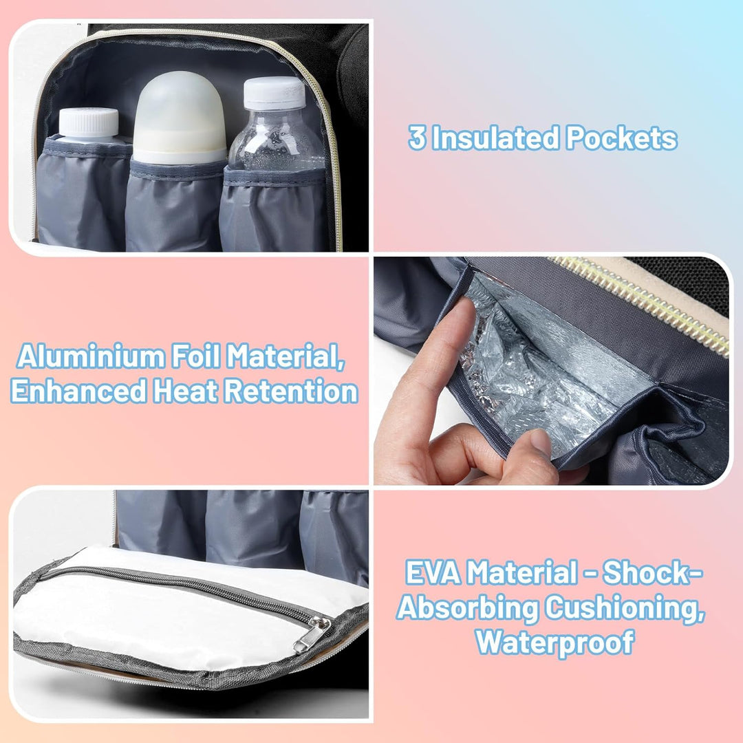 Wickeltasche Rucksack，Wickelrucksack Gross，Multifunktional Diaper Bag mit Mobiler Wickelauflage，Wass