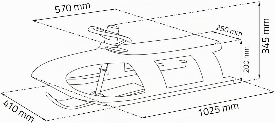 Prosperplast 2-Sitzer Bullet Control Kinderschlitten mit Lenkung Schlitten Kunststoff Lenkbar Zugsei