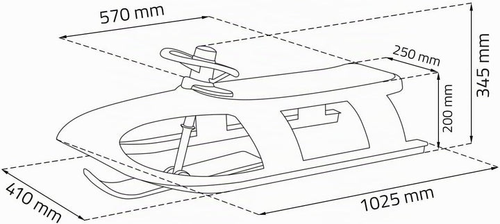 Prosperplast 2-Sitzer Bullet Control Kinderschlitten mit Lenkung Schlitten Kunststoff Lenkbar Zugsei