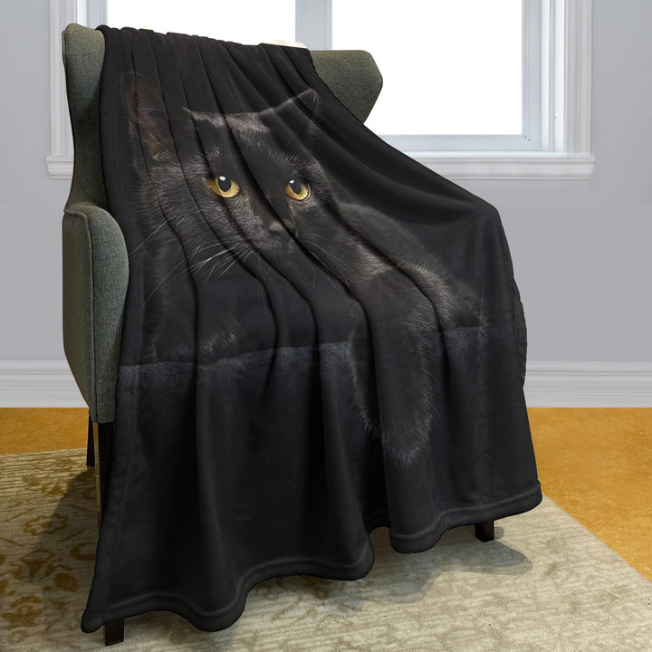YISUMEI Decke 150x200 cm Kuscheldecken Sanft Flanell Weich Fleecedecke Bettüberwurf Schwarze Katze 1