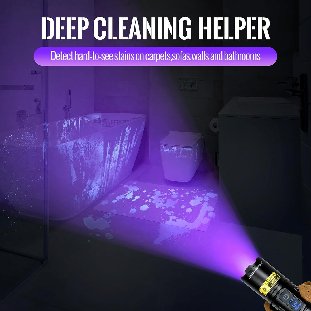 DARKBEAM UV Taschenlampe Schwarzlicht 395nm, LED Taschenlampen USB Aufladbar Superhell Fokus einstel