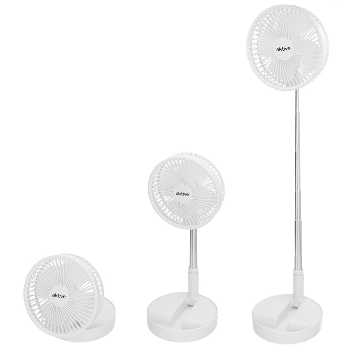 AKTIVE Kabelloser Ventilator, kompakt, faltbar, 19,7 x 19,7 x 19,7 x 97,5 cm, 4 Luftmodi, Dauer 2 –