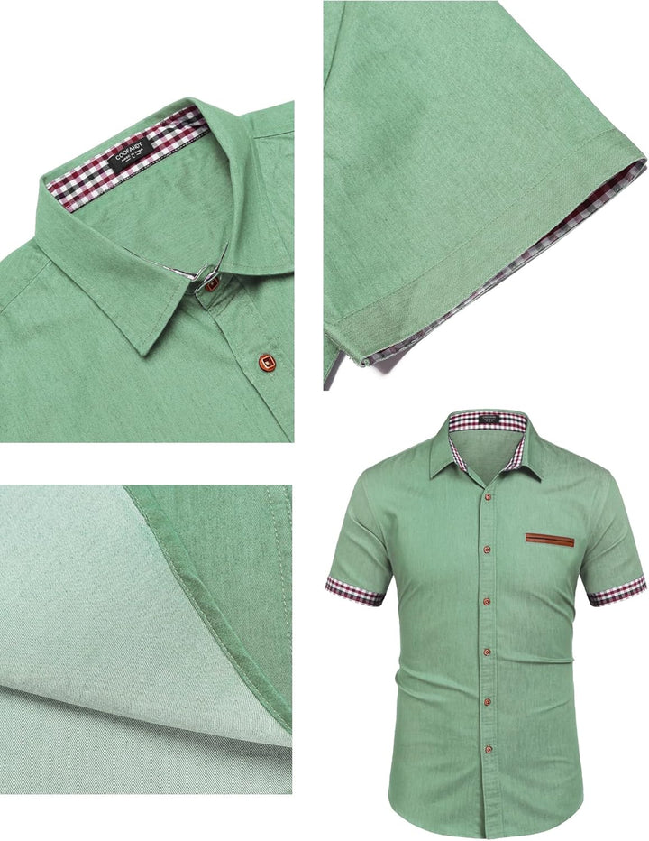COOFANDY Hemd Herren Kurzarm Jeanshemd Slim Fit Sommer Casual Business Kurzarmhemd Männer Cowboy-Sty
