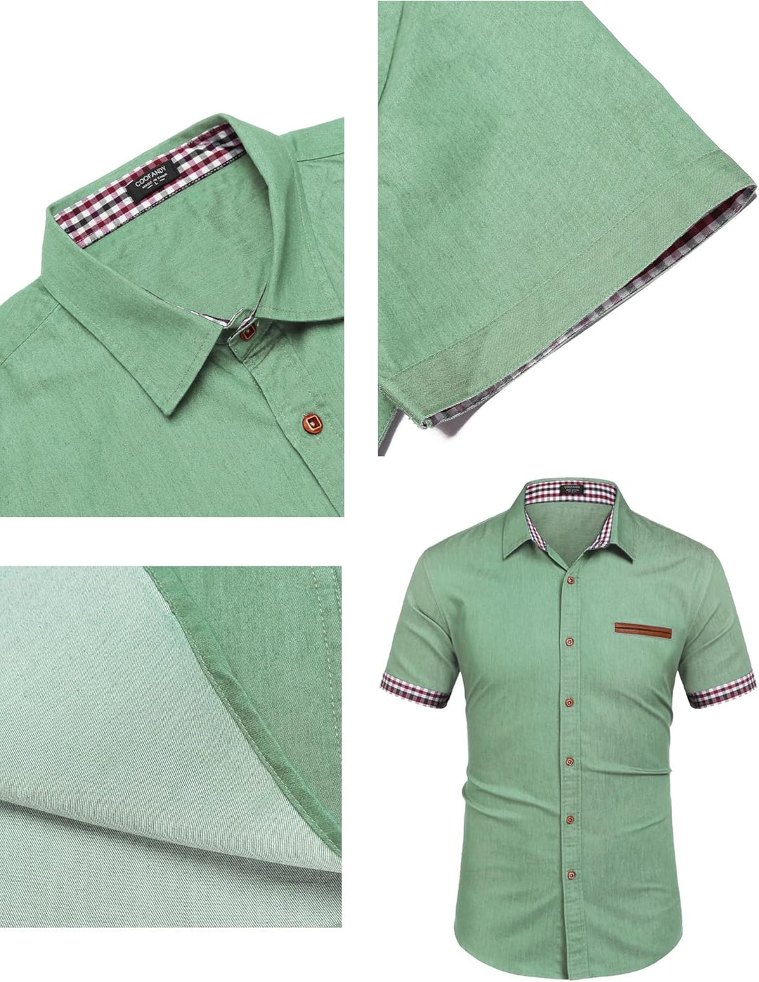 COOFANDY Herren Hemd Kurzarm Jeanshemd Slim Fit Baumwolle Vintage Freizeithemd Sommer Hemden Für Her