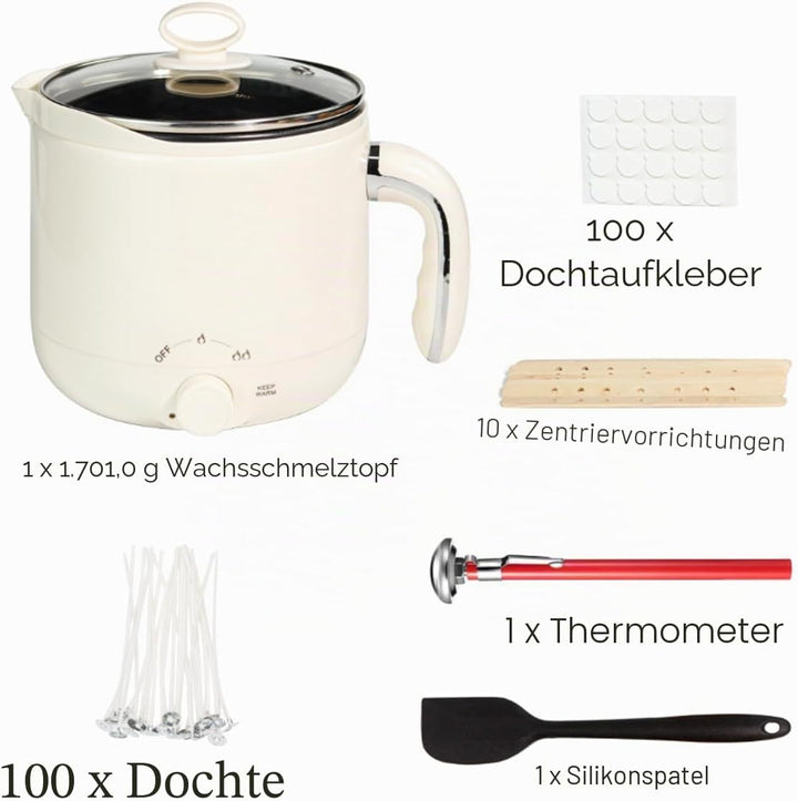 Wachsschmelzgerät zur Kerzenherstellung, 1,8 l, elektrischer Wachsschmelzgerät mit Ausgiesser, Kerze
