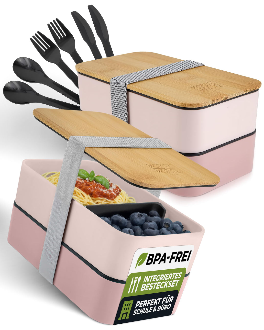 Moritz &amp; Moritz 2er Set Bento Box Kinder in Pink - Perfekte Lunchbox für Kinder und Erwachsene - Bro