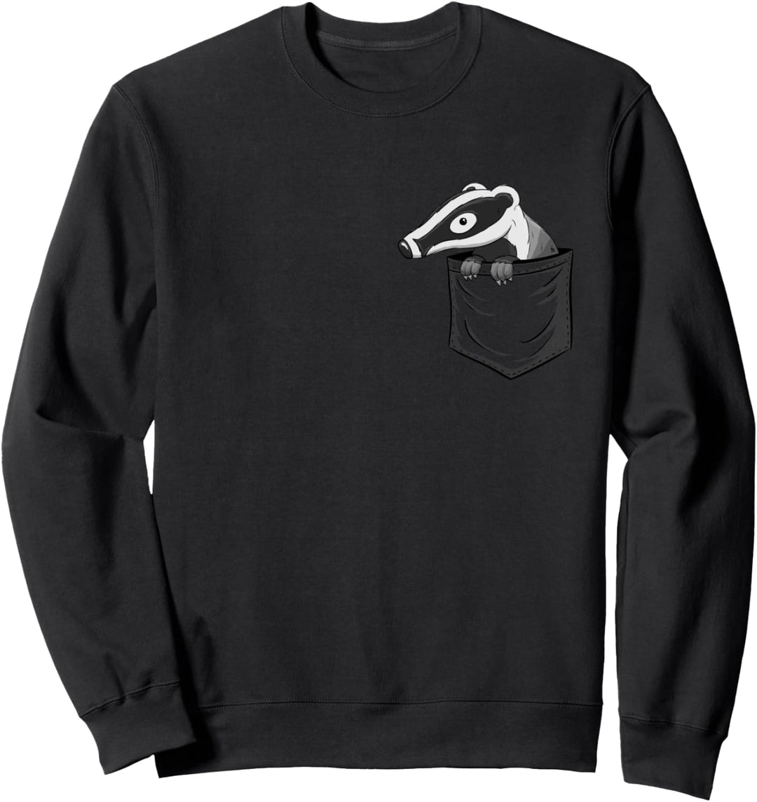 Wildtier Lustig gemütlicher Comic Dachs In Tasche Sweatshirt