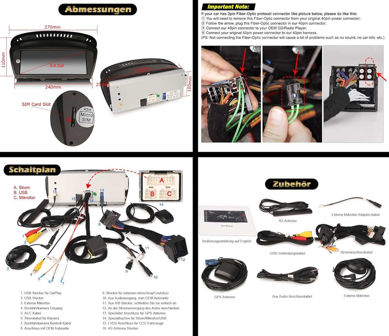 Erisin 8.8 Zoll 8-Kern Android 12.0 GPS Autoradio CarPlay Navi für BMW 3er E90 E91 E92 E93 5er E60 E