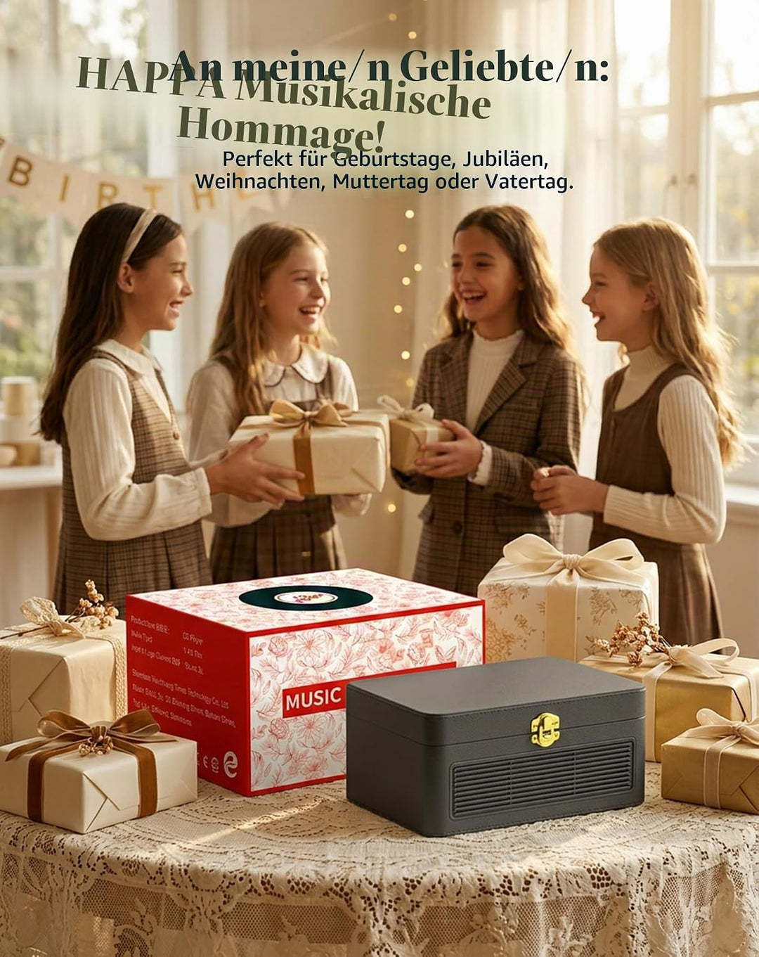 Tragbar CD Player Bluetooth Retro Radio mit CD-Player mit Lautsprecher Unterstützung USB &amp; AUX-Wiede
