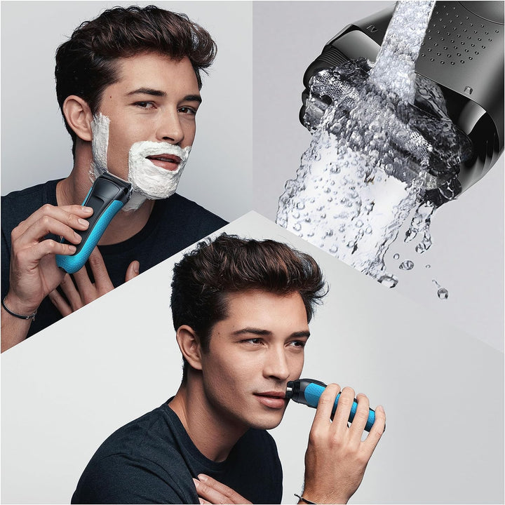 Braun Series 3 Rasierer Herren, 3-in-1-Elektrorasierer, Barttrimmer mit 5 Kammaufsätzen, Wet&Dry, Ge