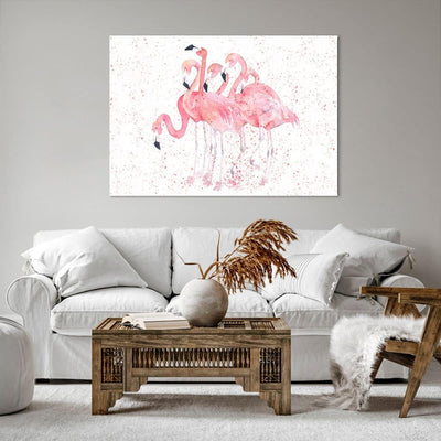 ARTTOR Bilder auf Leinwand 100x70cm Leinwandbild Flamingo Vogel Wasser Gross Wanddeko Bild Schlafzim