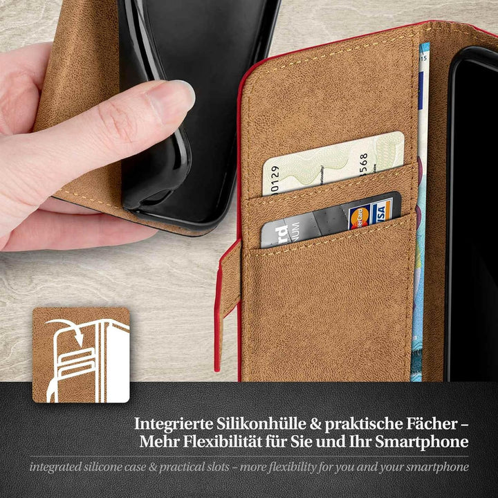moex Book Case für Samsung Galaxy S2 / S2 Plus Handyhülle mit Kartenfach, Hülle klappbar 360 Grad Sc