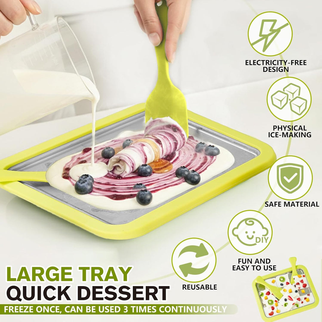 Eiscreme Roller Maker Set Mit 2 Spateln, Instant Eismaschine, Ice Cream Rolls Platte Für Erwachsene
