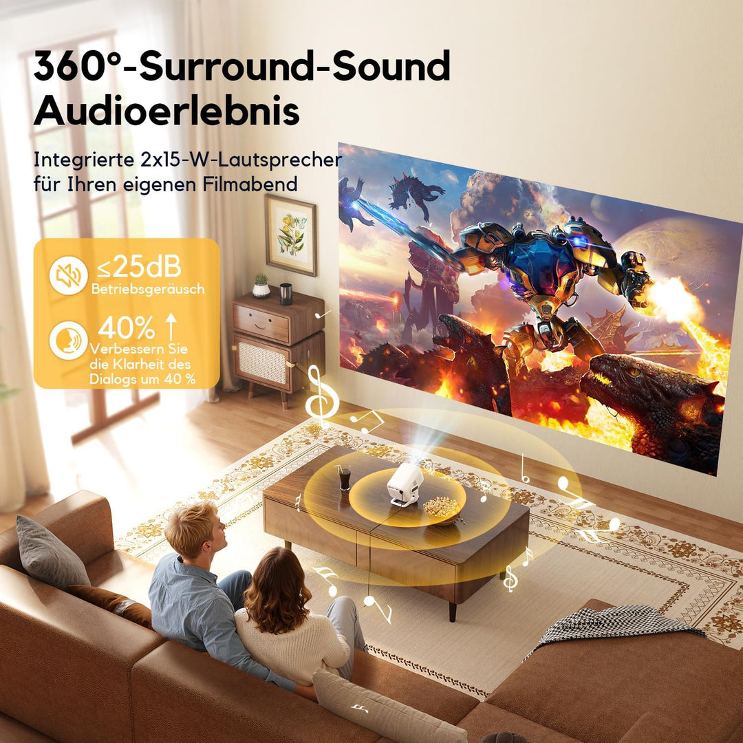 Beamer, AKIYO 7500 Lumen WiFi Mini Beamer Full HD, Native 1080P Full HD Heimkino Video Beamer, HiFi-